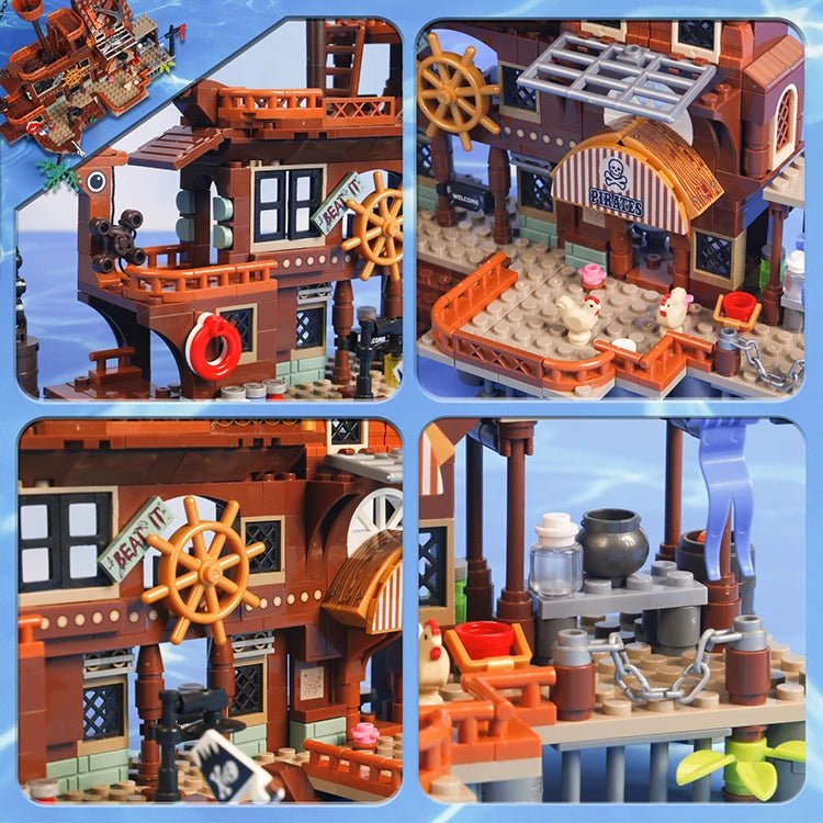 Creative Pirate Island House & Ship Building Blocks Set for Children - silverfoxgoods